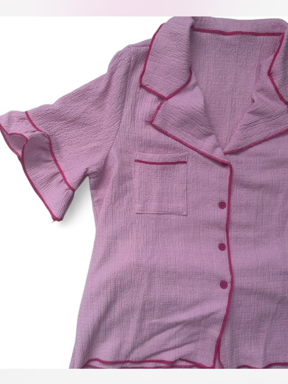 Pink Ruffle-Trim Pajama Set - Picture 2 of 4
